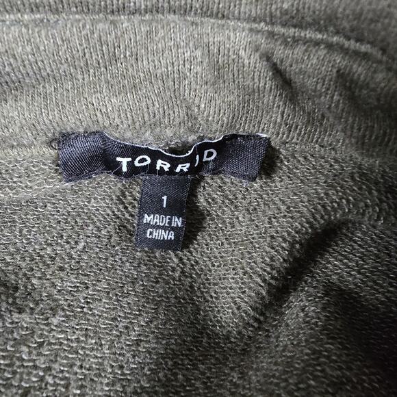 Torrid Jacket French Terry Knit Utility Shirt Jacket Green Size 1 - Picture 3 of 8